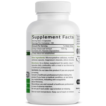 Bronson Ginkgo Biloba Extra Strength Brain & Memory Support 120 Capsules | Vegetarian, Non-GMO, Gluten Free, Soy Free, Memory, Cognitive & Brain Health Support