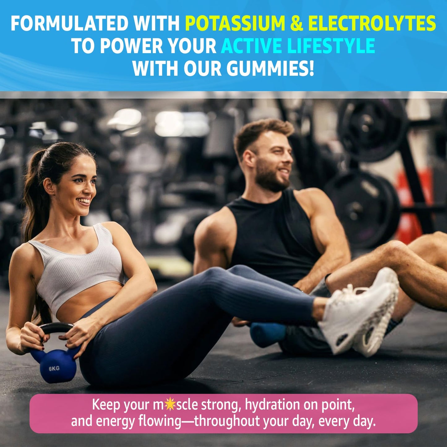 Potassium Citrate 1666mg Gummies + Magnesium Glycinate + Zinc, Potassium Supplement for Adults Women Men, Sugar Free Electrolyte Balance Gummies w/B6, B12 & C for Hydration, Leg Cramps & Energy, 60Cts