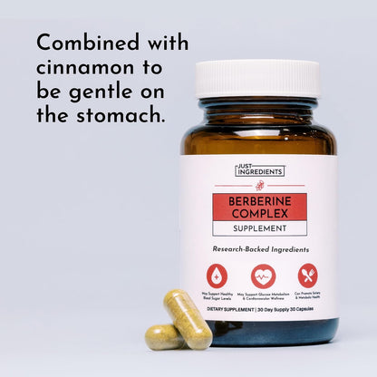 JUST INGREDIENTS Berberine Supplement – 30-Capsule Herbal Support Formula with Organic Berberis Aristata – Traditionally Used for Metabolic Health, Cellular Function & Overall Wellness.