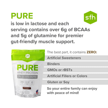 SFH Pure Whey Protein Powder (Chocolate) Best Tasting 100% Grass Fed Whey