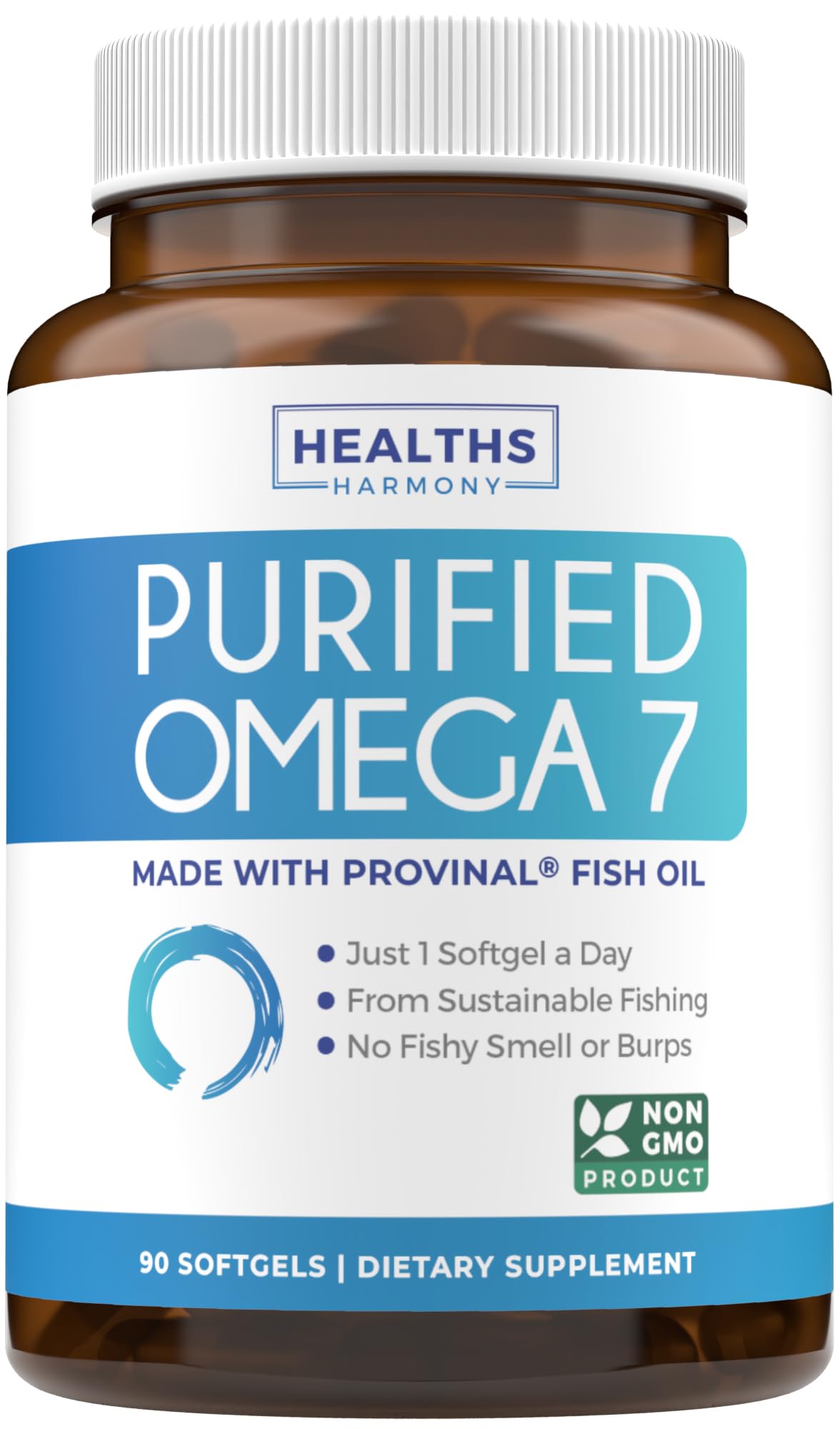 Omega 7 Supplement for Women and Men - High Potency & Purity Palmitoleic Acid Fatty Acid Fish Oil Supplement from Patented Provinal with Lowest Palmitic Acid - Sustainably Sourced (1 Month Supply)