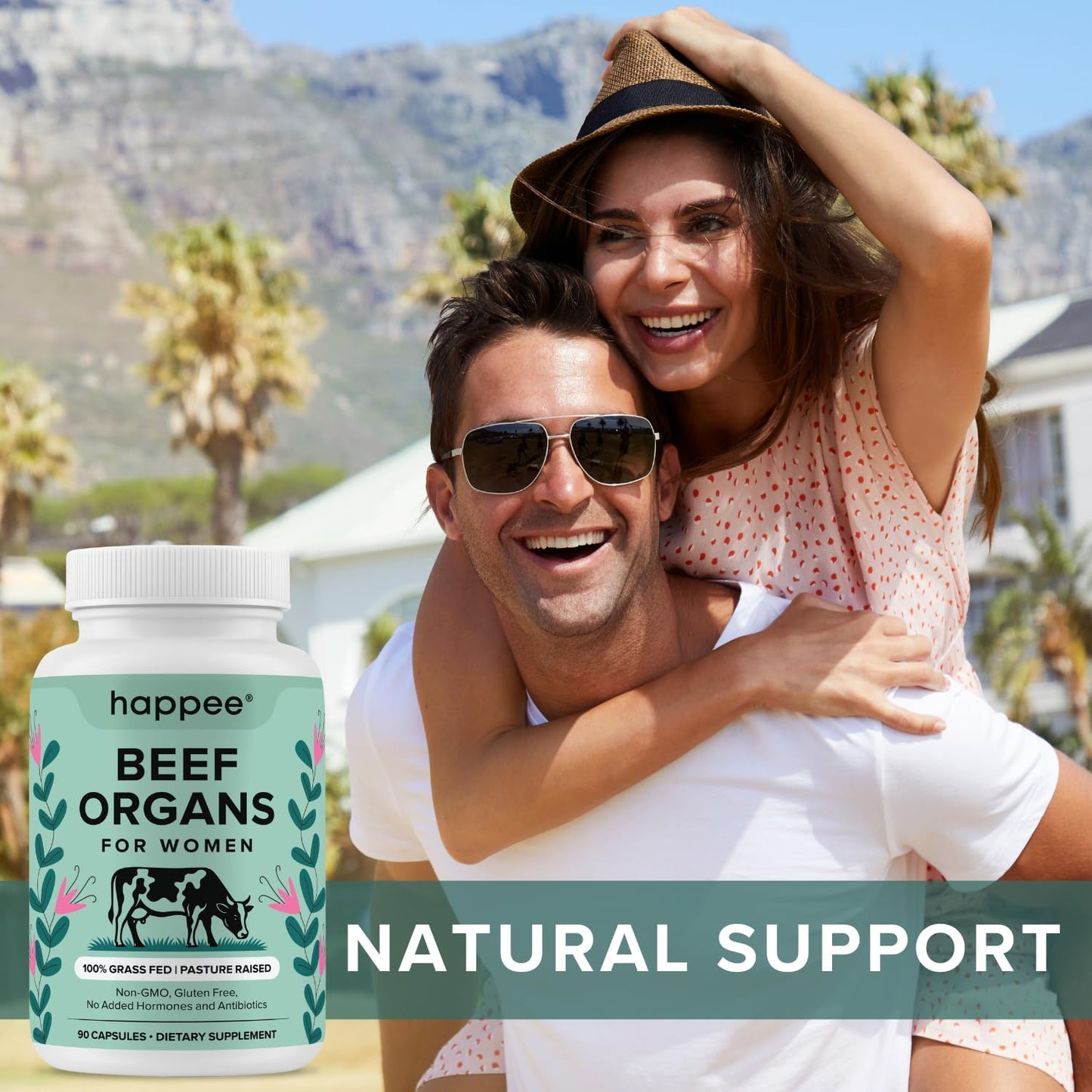 Happee Grass Fed Beef Organ Supplement for Women - Beef Liver, Heart, Kidney, Ovary & Uterus Blend - Hormone Balance, Energy & Cycle Support - 90 Capsules