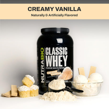 NutraBio Classic Whey Protein Powder- 25G of Protein Per Scoop - Full-Spectrum Amino