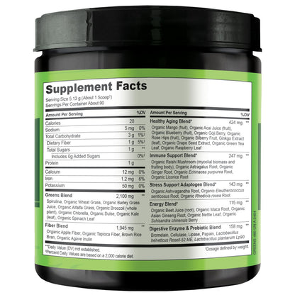 NATURELO Raw Greens Superfood Powder 480 Grams, Mixed Berry - Supports Energy, Immunity and Detox - Includes Spirulina, Wheat Grass and Organic Greens for Whole Food Nutrition