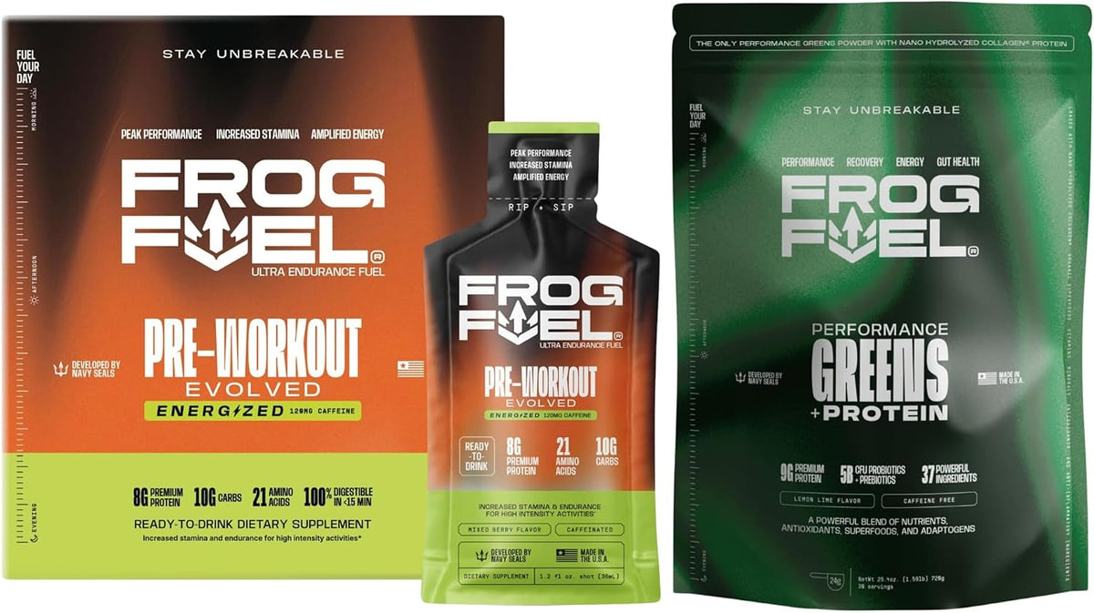 Frog Fuel Ultra Energized Pre Workout & Greens Bundle, 24 pk & 30 Servings