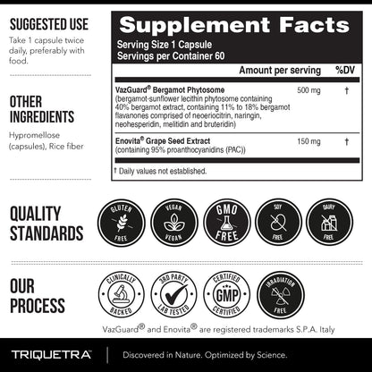 SoActive Bergamot: 2.5X More Effective, Italian Citrus Bergamot Phytosome - Clinically Validated | Enhanced with Grape Seed Extract - Supports Cholesterol & Weight Management (60 Capsules)