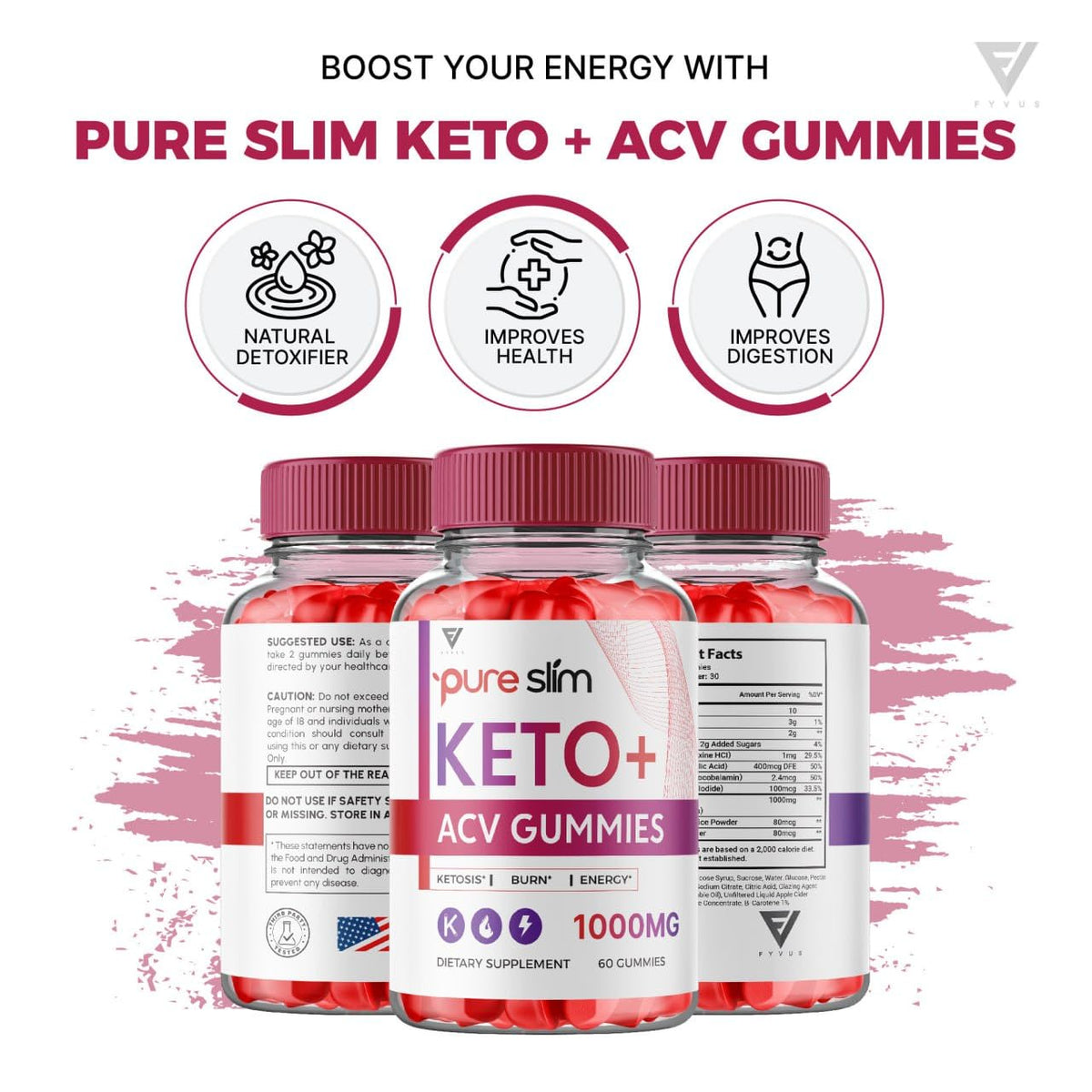 (5 Pack) Pure Slim Keto ACV Gummies, Pure Slim Keto ACV Gummies Advanced Weight