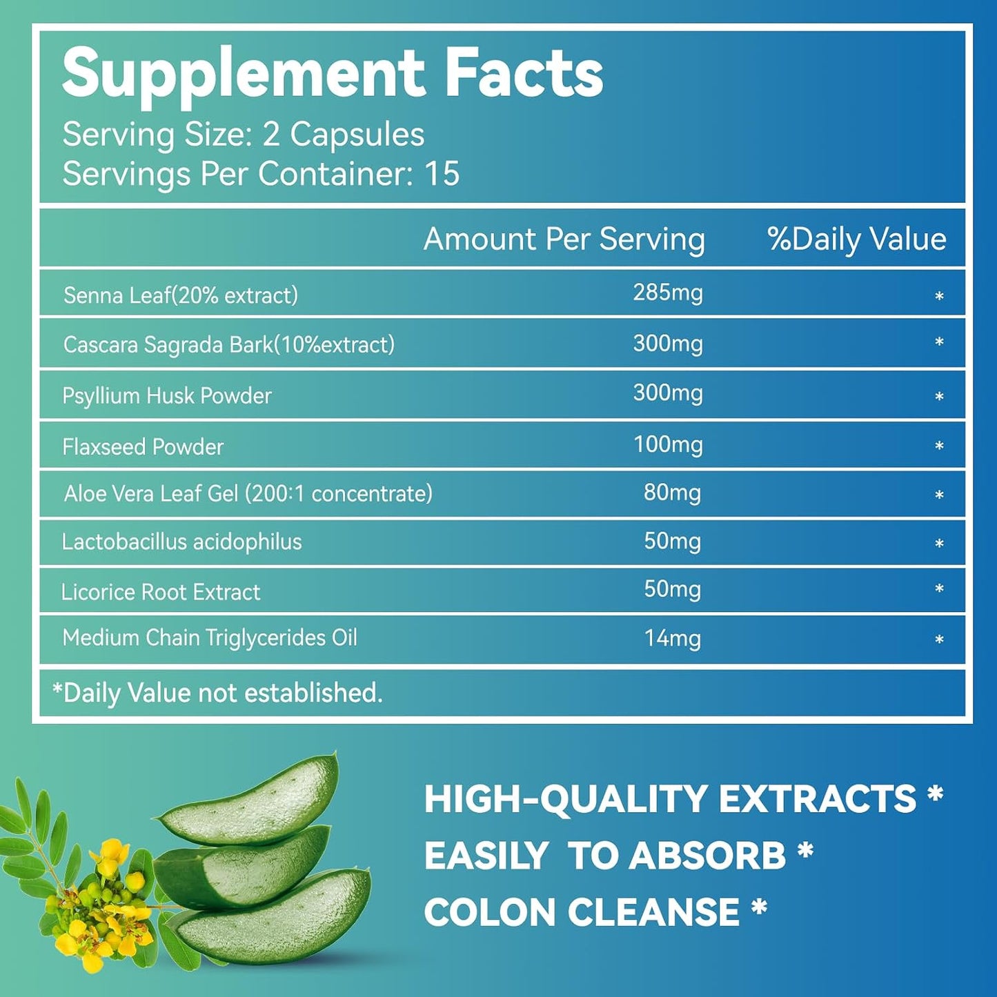Gut Cleanse Capsules, Gut and Colon Support, Detox & Cleanse, for 15 Days, Non-GMOs, Non-Gluten, Vegan, Colon Cleanse Supplement, 30 Count