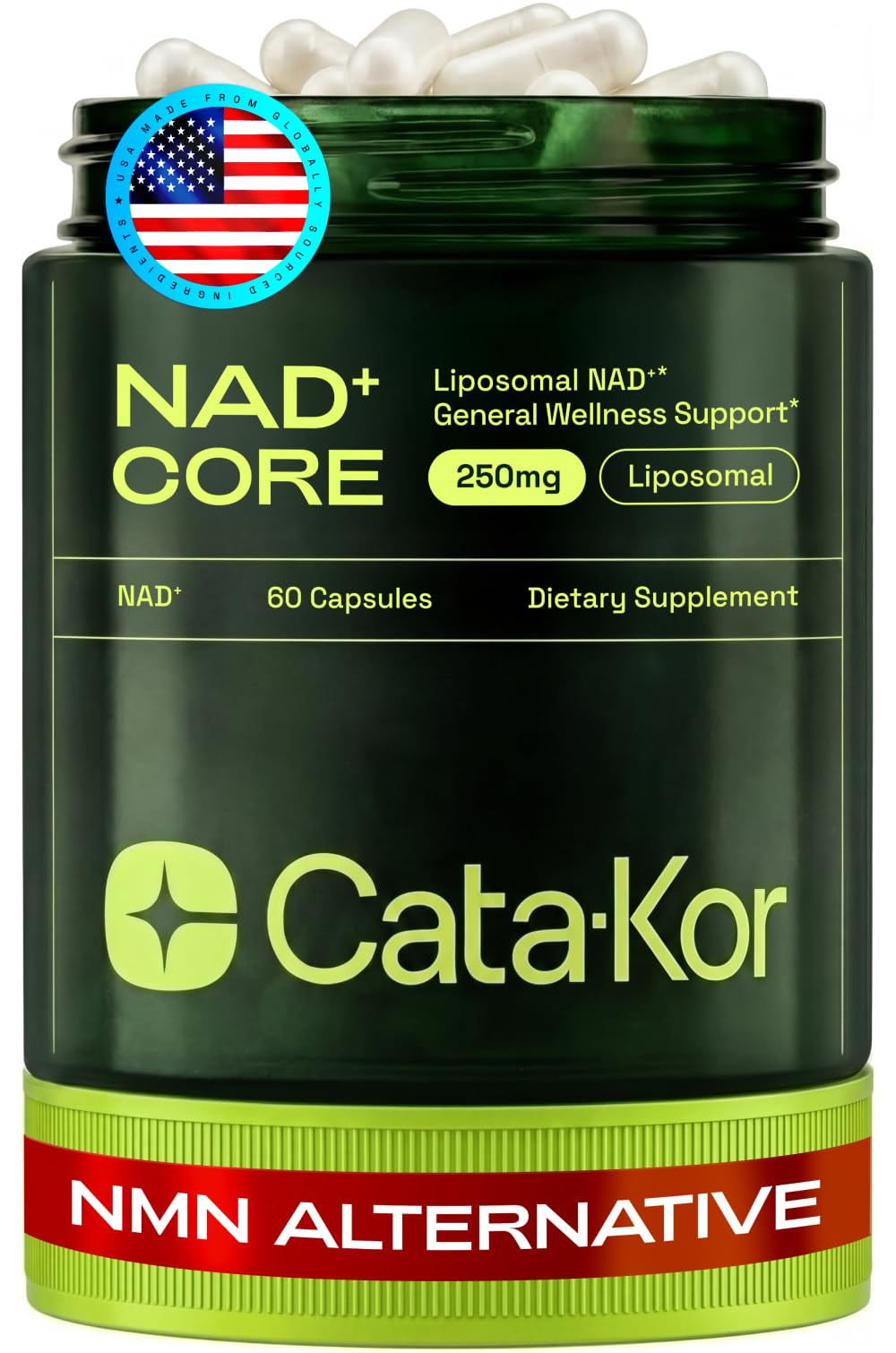 Cata-Kor NMN Supplement Alternative – Liposomal NAD+ Supplement - NAD CORE 30-Day Supply 60 Capsules