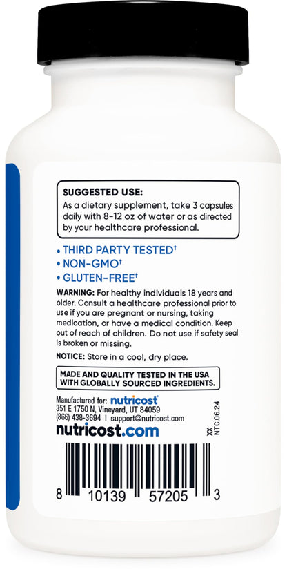 Nutricost Nitric Oxide Booster 2250mg, 180 Capsules - 750mg Per Casule, 60 Servings - Gluten Free and Non-GMO | 750mg Per Casule, 60 Servings, GMO-Free