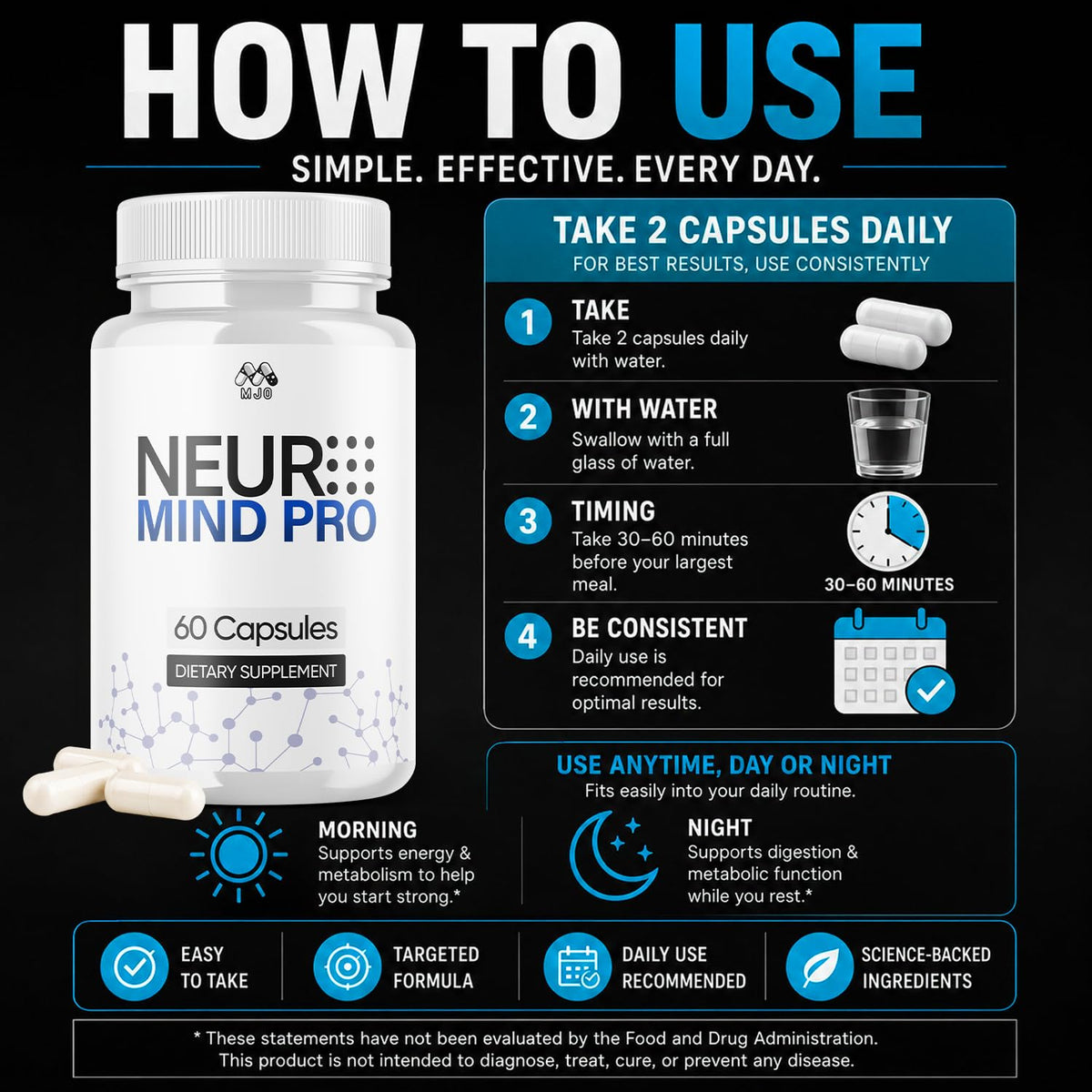 Neuro Mind Pro Capsules, Premium Formula NeuroMind Pro 1-Pack, 60 Capsules