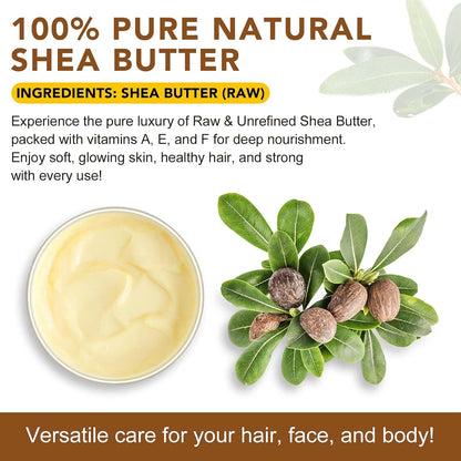 Shea Butter Raw, Pure Natural Shea Butter for Face & Body with Vitamin A, E and F, Hand Cream, Long-Lasting Hydration & Deeply Moisturizing for Dry, Cracked Skin, SkinCare, Keeps Skin Healthy 7.8 oz