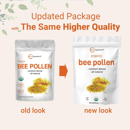Micro Ingredients Organic Bee Pollen Granules, 1 lb | Fresh Harvest, Raw & Natural Superfood | Rich in B Vitamins, Minerals, Protein & Antioxidants | Keto, Non-GMO