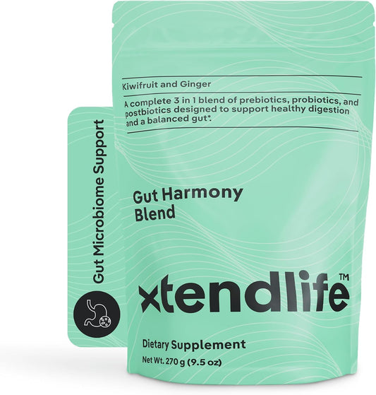 Xtendlife Gut Harmony Greens and Superfood for Digestive Health - Prebiotics, Probiotics, and Postbiotics for Bloating & Gut Support - 30 Servings (Pack of 1)