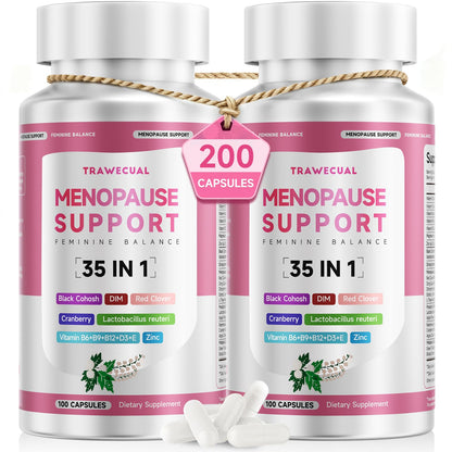 Menopause Supplements For Women, 400mg Black Cohosh 200mg DIM, 100 Capsules | 35-in-1 with Dong Quai, Ashwagandha, Red clover & Probiotics, Hormone Balance, Hot Flashes, Night Sweats & Menopause Support