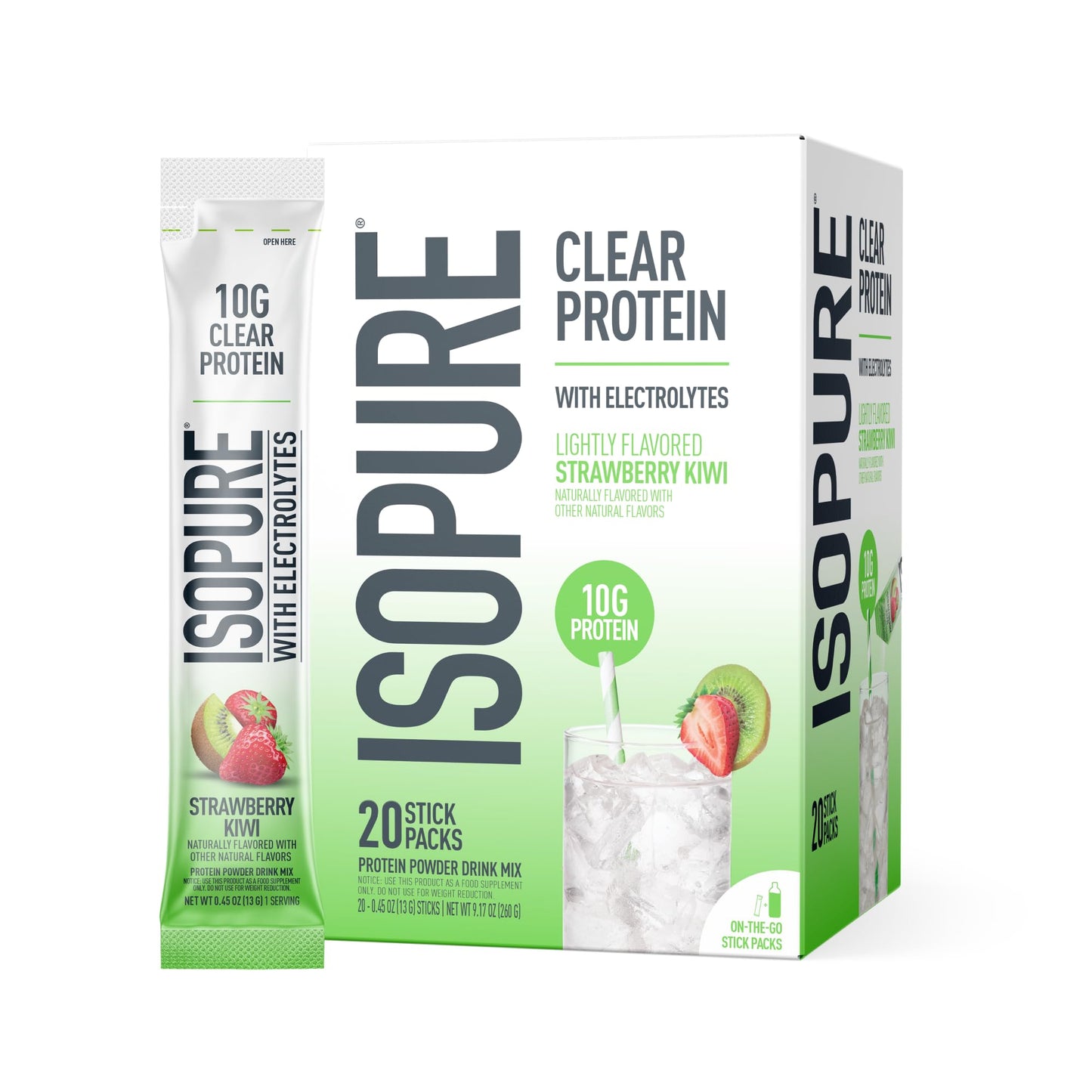 Isopure Clear Protein Stick Pack, Mixed Berry, 20 Count (Pack of 1)