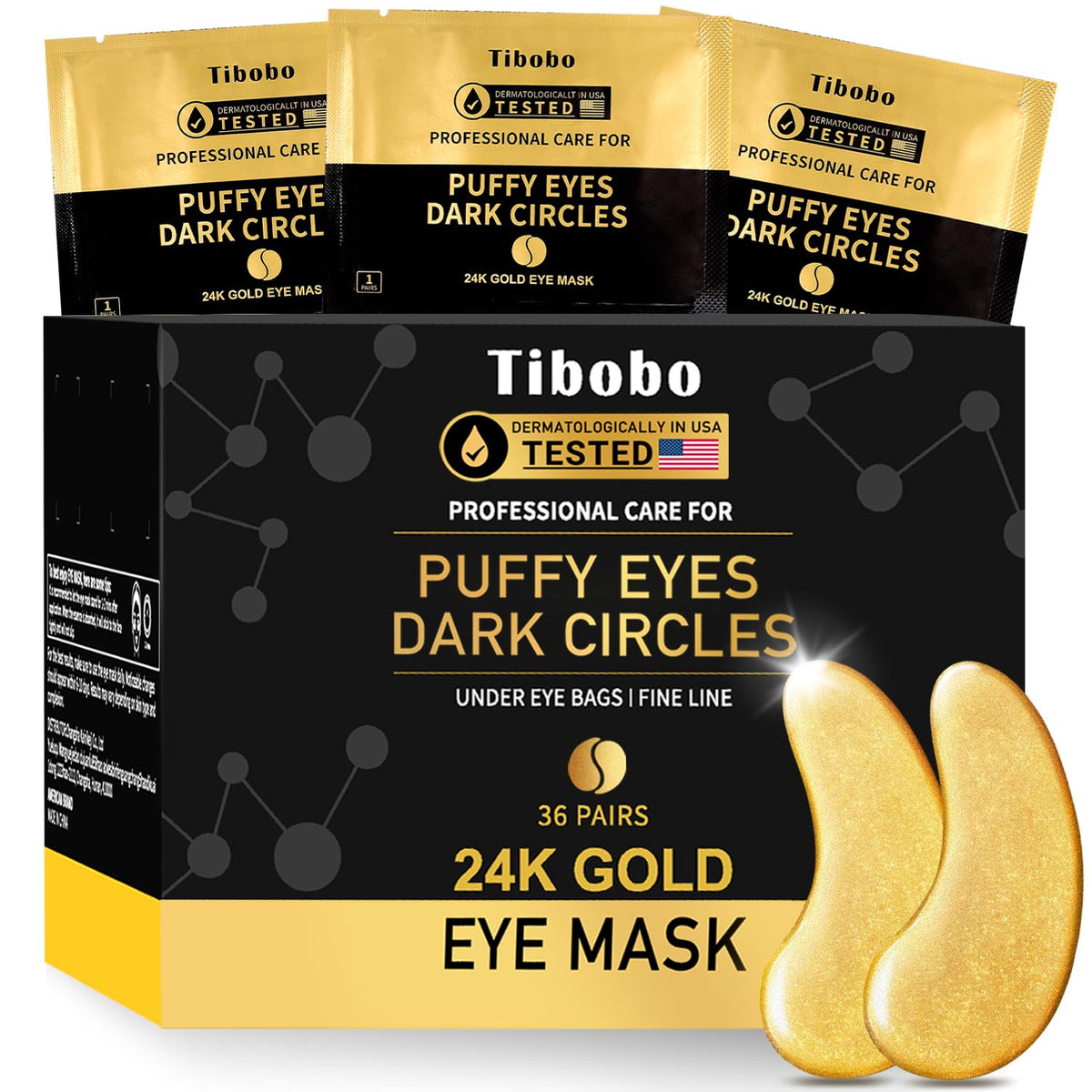 Under Eye Patches (36 Pairs) - 24K Gold Eye Masks Treatment for Eye Bags, Puffy Eyes 