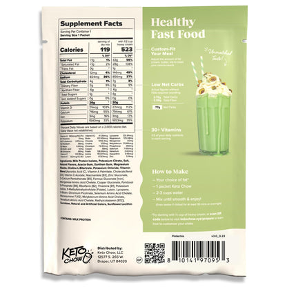 Keto Chow Chocolate Peanut Butter Meal Replacement Shake Powder, 3 Meals