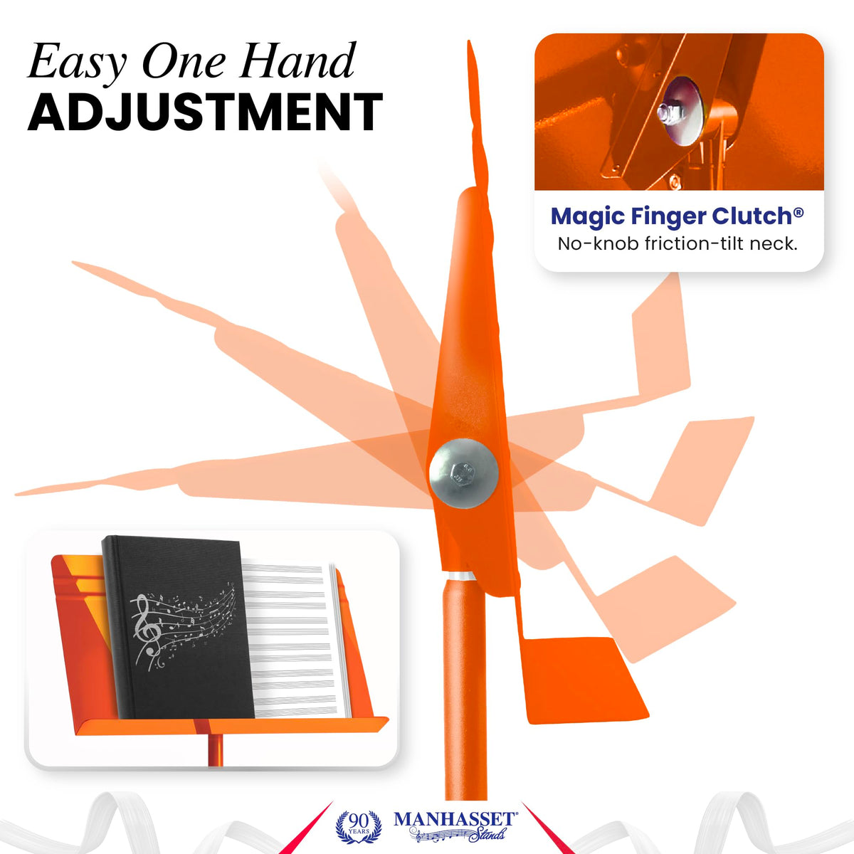 Manhasset Music Stand for Sheet Music - 48 Symphony Model - Long Lasting, Durable Manhasset Stand - Adjustable Height - 26" to 48" - Made in the USA