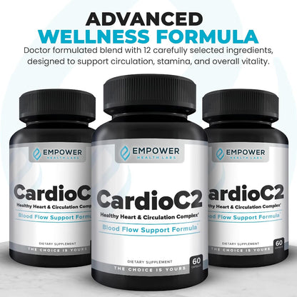 CardioC2 Circulation & Energy Support – Doctor-Formulated Blend with Beet Root, Black Garlic, Hawthorn & CoQ10 – Supports Healthy Blood Flow, Energy & Clarity – 60 Capsules