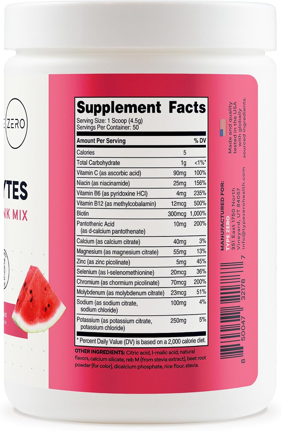 Type Zero Clean Electrolytes Hydration Powder (Watermelon) 50 Servings