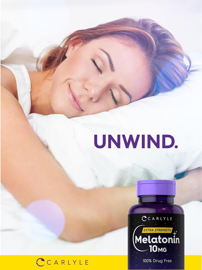 Carlyle Melatonin 10mg | 270 Tablets | with L-Theanine | Vegetarian, Non-GMO, Gluten Free Supplement