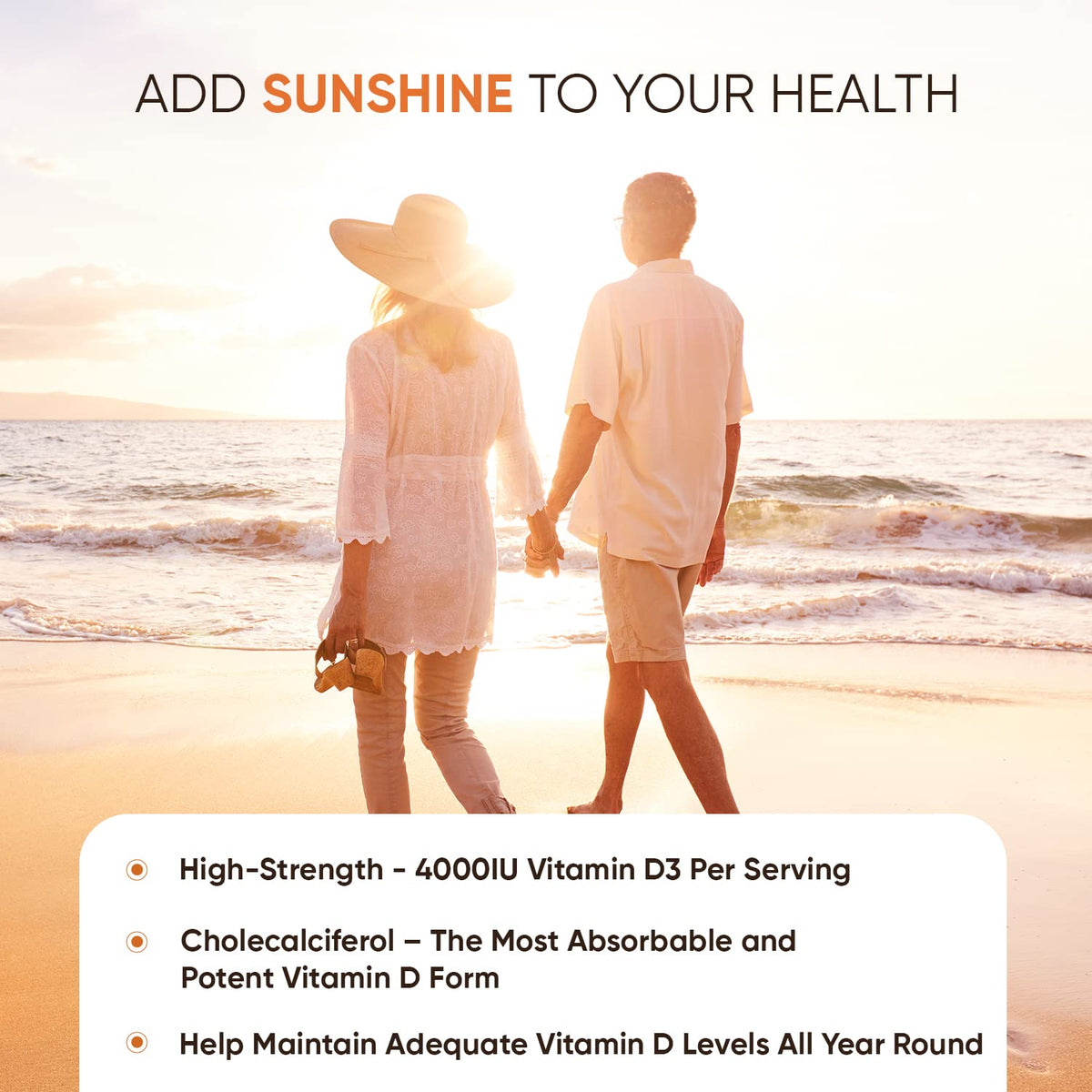 Vitamin D3 4000 IU – 400 High Strength Vitamin D Tablets (1+ Year Supply) – Vegetarian