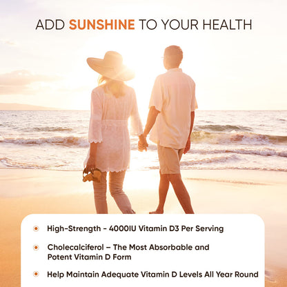 Vitamin D3 4000 IU – 400 High Strength Vitamin D Tablets (1+ Year Supply) – Vegetarian