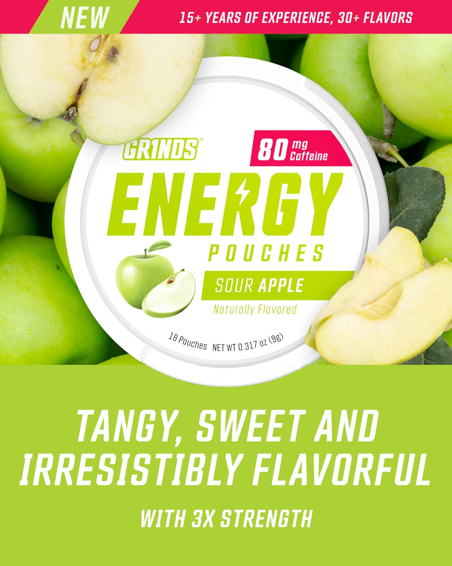 GRINDS Focus Pouches | Naturally Flavored with Nootropic Ingredients | Contains Alpha GPC and L-Theanine | Sugar-Free | 3 Pack | 18 Pouches Per Can | Blue Raspberry