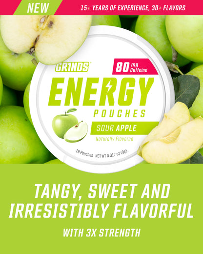 GRINDS Focus Pouches | Naturally Flavored with Nootropic Ingredients | Contains Alpha GPC and L-Theanine | Sugar-Free | 3 Pack | 18 Pouches Per Can | Blue Raspberry
