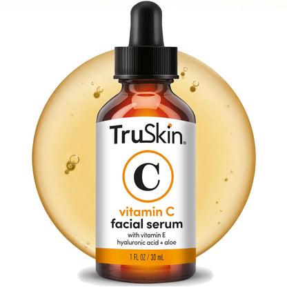 TruSkin Brightening Vitamin C Serum for Face with Hyaluronic Acid, 1 fl oz | Anti aging face serum with Vitamin E to improve the look of dark spots, fine lines, skin tone & support radiant-looking skin