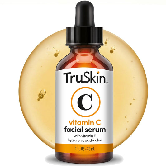 TruSkin Brightening Vitamin C Serum for Face with Hyaluronic Acid, 1 fl oz | Anti aging face serum with Vitamin E to improve the look of dark spots, fine lines, skin tone & support radiant-looking skin