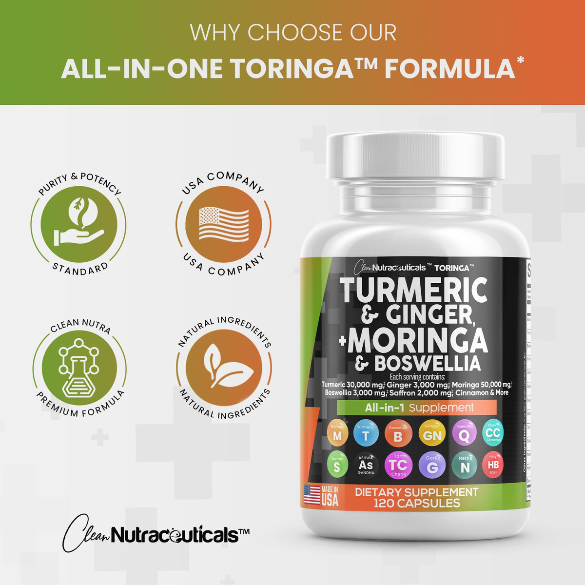 Turmeric Curcumin 30000mg Ginger 3000mg Moringa 50000mg Boswellia