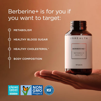 JSHealth Berberine Supplement with Berbevis for Metabolic Health Support. Higher Strength for Blood Sugar Already in the Normal Range and Body Composition. By Nutritionist Jessica Sepel (60 Capsules)