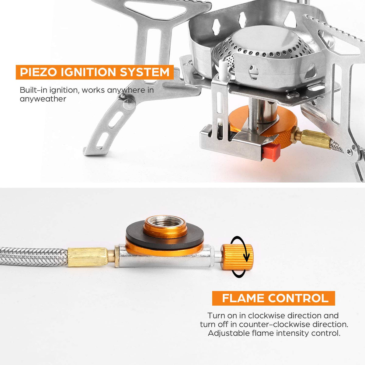 Odoland 3500W Windproof Camp Stove Camping Gas Stove with Fuel Canister Adapter