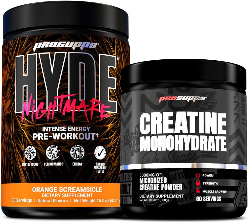 ProSupps Hyde Nightmare Intense Energy Pre-Workout, Orange Creamsicle, and Creatine 300 Bundle
