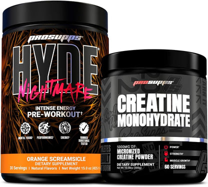 ProSupps Hyde Nightmare Intense Energy Pre-Workout, Orange Creamsicle, and Creatine 300 Bundle