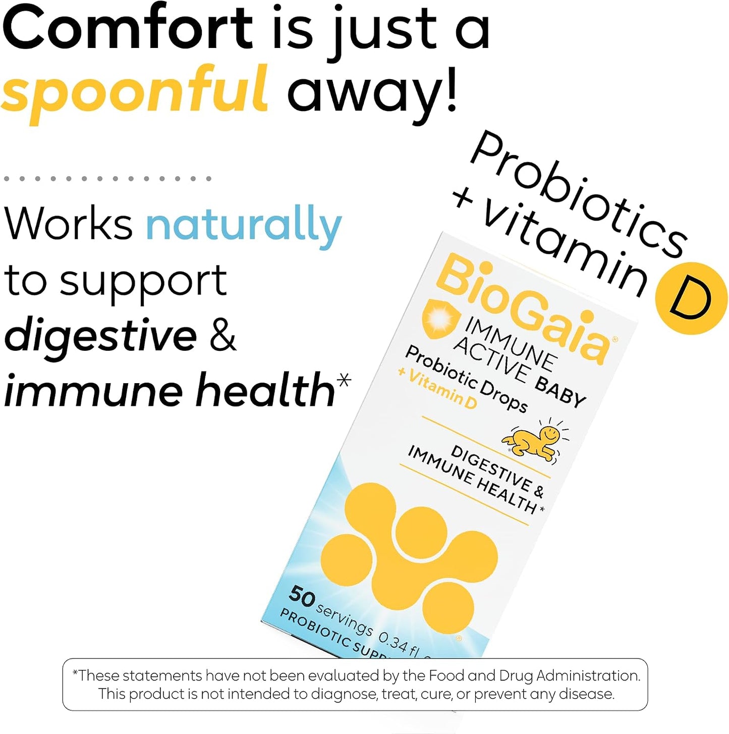 BioGaia Immune Active Baby Probiotic Drops + Vitamin D | Immune & Digestive | Pediatrician-Recommended | Supports Immune Health | Promotes Digestive Health & Regularity | Baby & Toddlers | 50 Day Supply