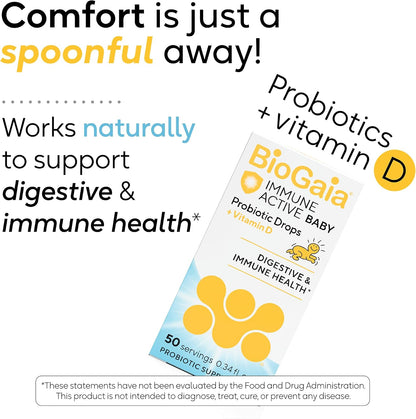 BioGaia Immune Active Baby Probiotic Drops + Vitamin D | Immune & Digestive | Pediatrician-Recommended | Supports Immune Health | Promotes Digestive Health & Regularity | Baby & Toddlers | 50 Day Supply