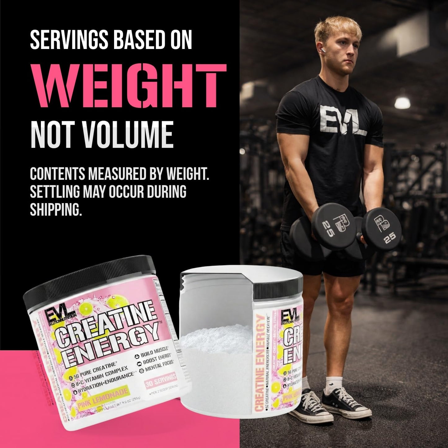 Evlution Nutrition Creatine 5000 - Supports Faster Recovery Lean Muscle Growth & Performance - Pre & Post Workout Powder - 5000mg Pure Creatine Monohydrate Per Serving - 60 Servings - Unflavored