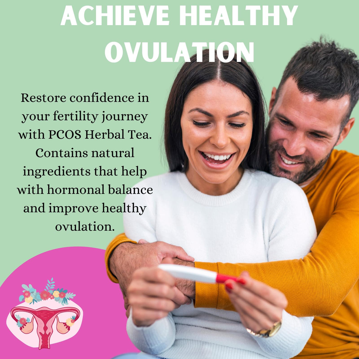 PCOS Cystem Tea with Organic Red Raspberry Leaf, Vitex, Spearmint Tea Supports Fertility