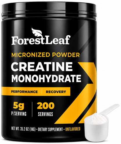 ForestLeaf Micronized Creatine Monohydrate Powder - Maximize Muscle Growth & Strength - Unflavored Creatine for Women and Men - 5G Per Serving - 100 Servings