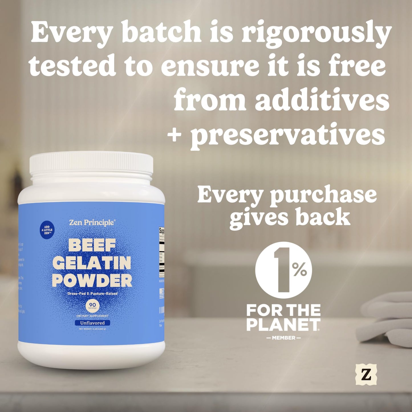 Zen Principle Grass-Fed Gelatin Powder, 1.5 lb. Custom Anti-Aging Protein for Healthy Hair, Skin, Joints & Nails. Paleo and Keto Friendly. Cooking and Baking. GMO-Free and Gluten-Free. Unflavored.
