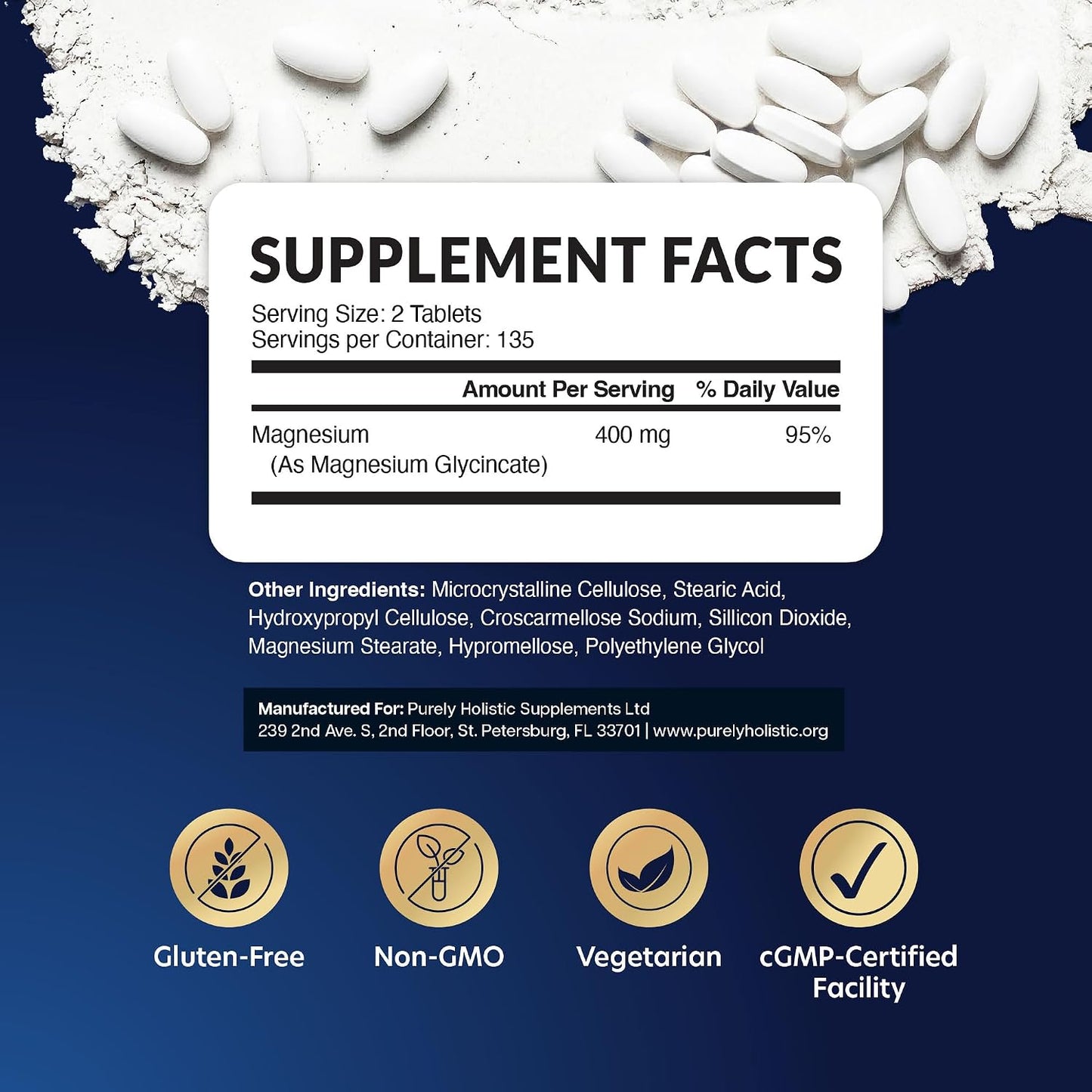 Magnesium Glycinate 400mg, 4+ Month Supply, Sleep, Relax & Muscle Support | High Absorption Magnesium Supplement for Women & Men, Gentle on Digestion, Vegan, Non-GMO, Gluten-Free, 270 Tablets