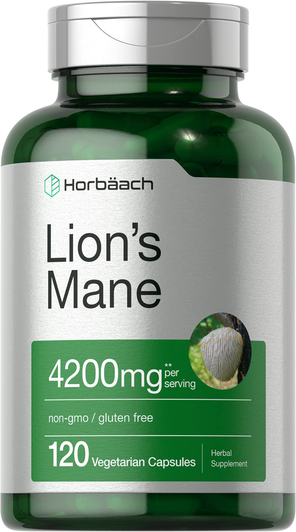 Horbäach Lions Mane Mushroom Extract | 120 Capsules | Vegetarian, Non-GMO, Gluten Free Supplement