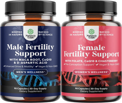 Pre Conception Male Fertility Supplement - Semen Volume Booster with CoQ10, Maca Root, Methyl Folate & D-Aspartic Acid - Mens Fertility Supplement for Sperm Motility - Conception for Him - 90 Count