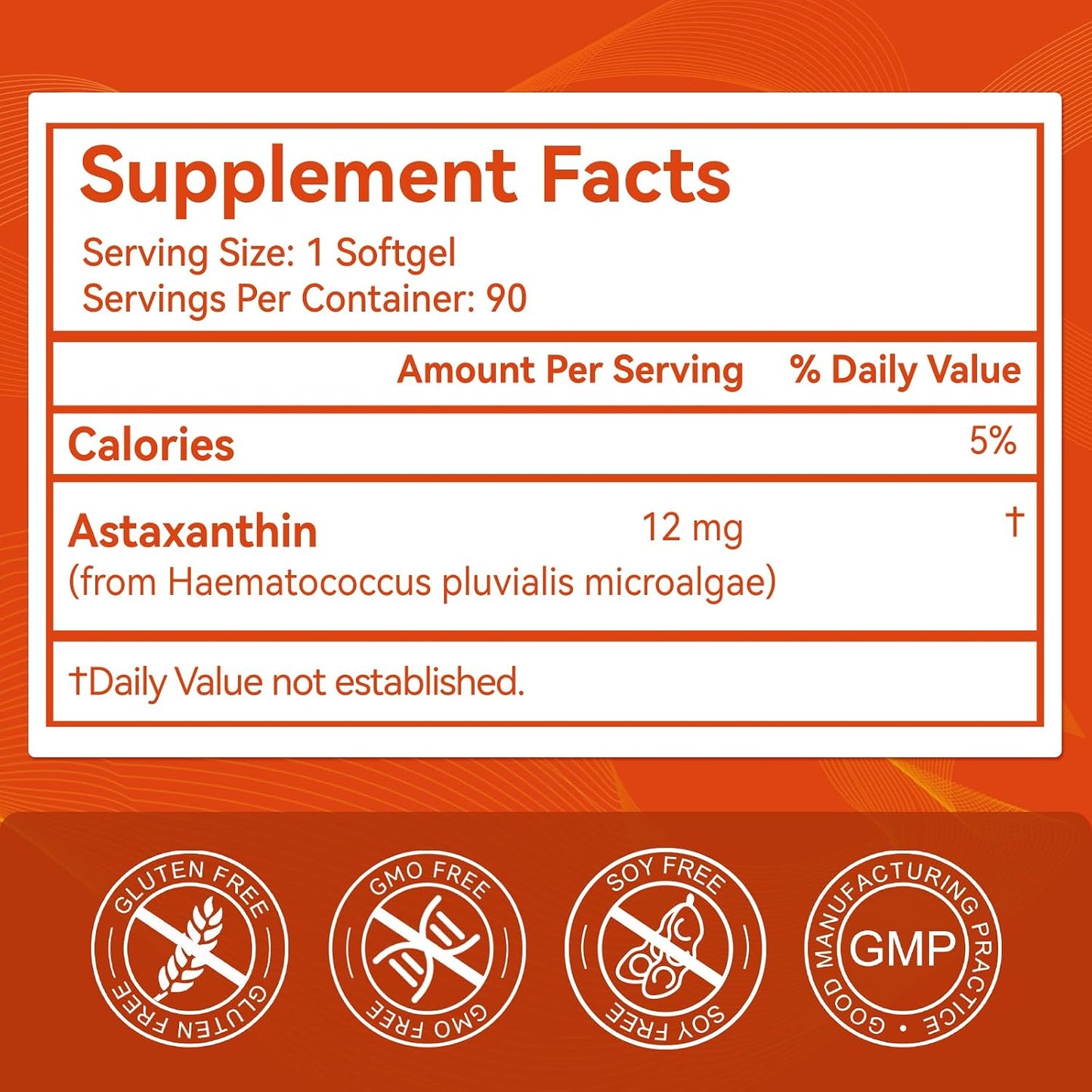 Astaxanthin 12mg Organic Easy to Swallow Astaxanthin Supplement 90 Softgels | Support Eye & Brain & Skin Health, Triple Strength, Fresh Microalgae Source, Organic Non-GMO, Gluten Free, No Soy, Vegan
