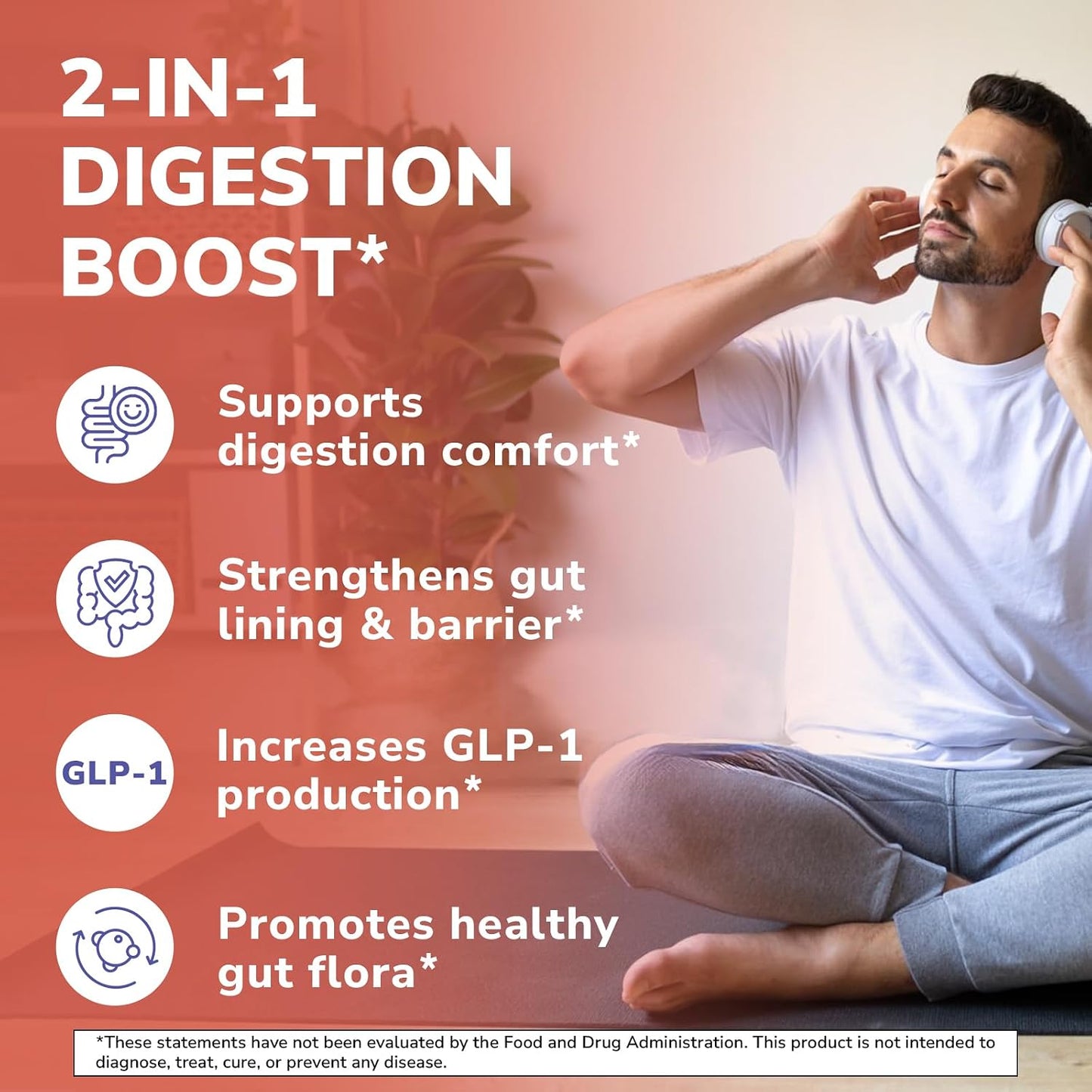 Vitalibre Akkermansia Muciniphila Probiotic 1 Billion TFU, w/Natural Prebiotic Inulin, Naturally Increases GLP-1, Healthy Digestion & Metabolism, Probiotic Supplement for Women & Men, 30 Capsules