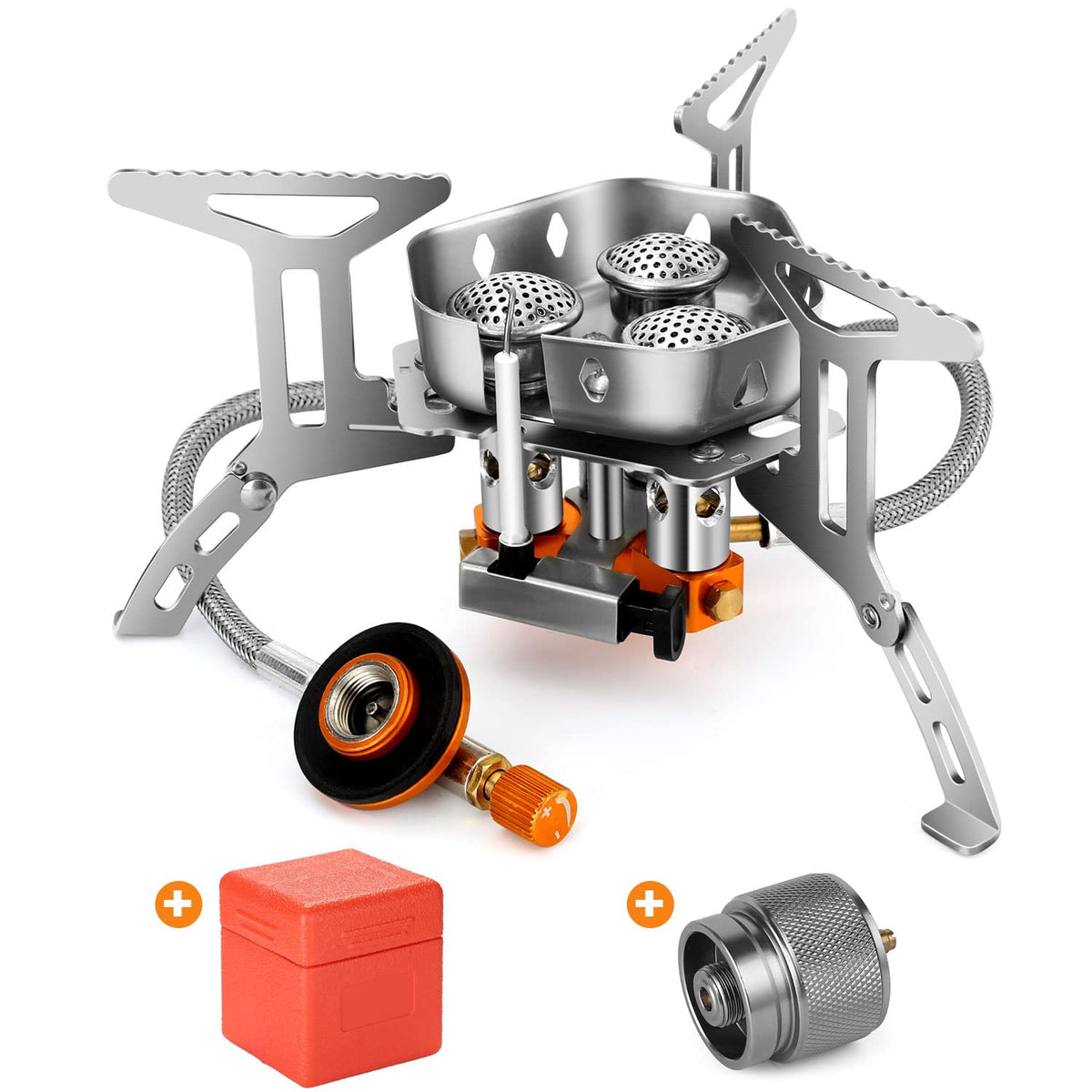 Odoland 6800W Windproof Camp Stove Camping Gas Stove with Fuel Canister Adapter
