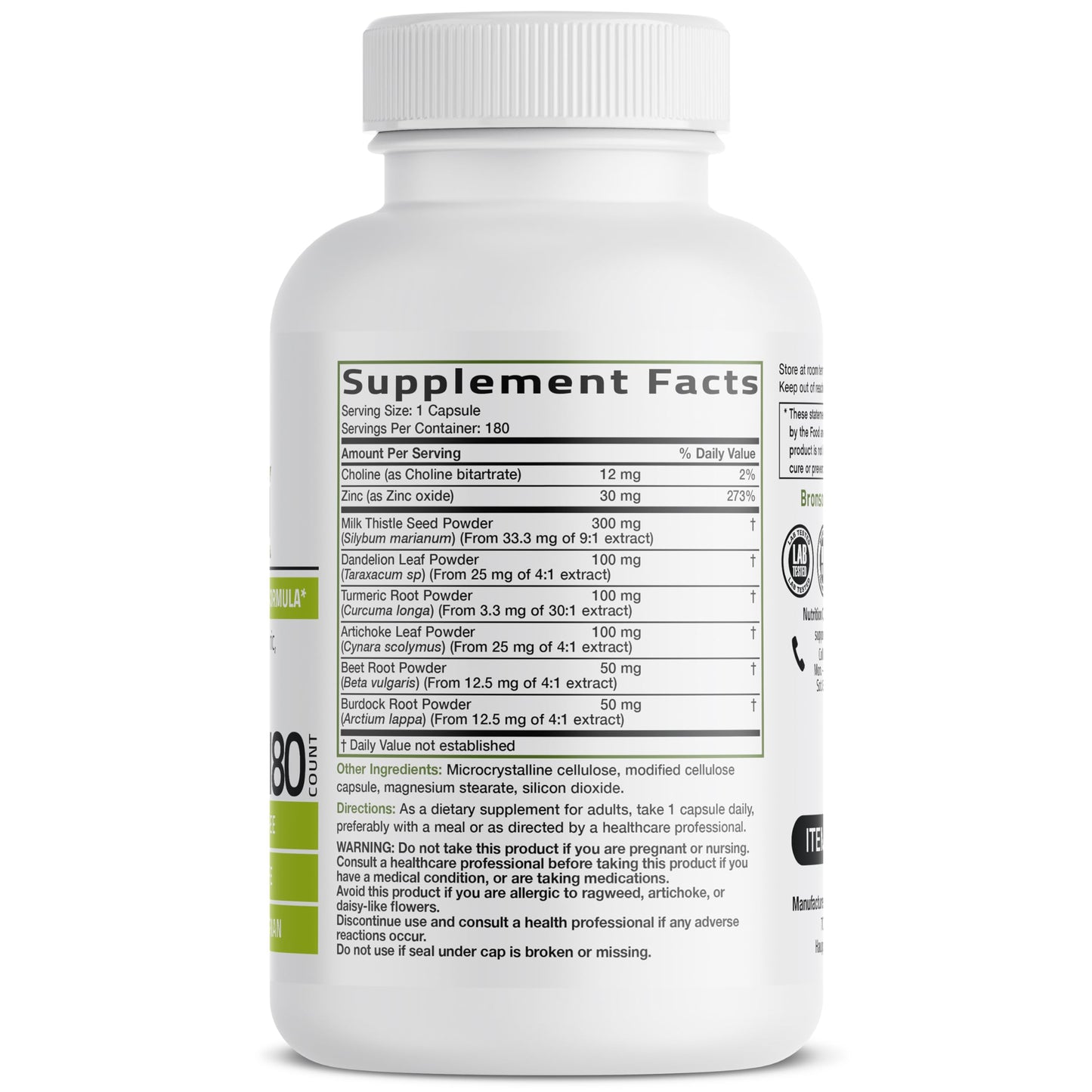 Bronson Liver Detox Advanced Detox & Cleansing Formula 60 Capsules | Liver Health Support with Milk Thistle, Dandelion Extract, Turmeric, Artichoke Leaf & Beet Root, Non-GMO, Soy-Free